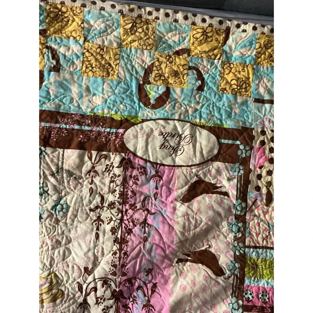 2009 Handmade Patchwork Quilt 86x74 Floral  Appliqué Machine Signed Quilted READ